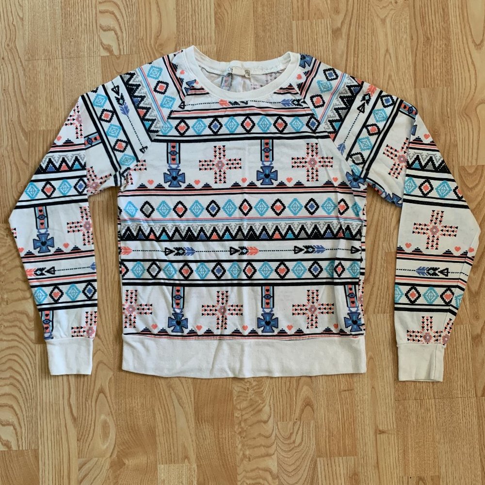 Forever 21 Geo Aztec Print Crewneck Sweater